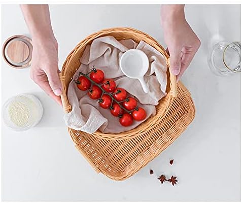 Zlmmy voće košarica za odlaganje povrća ručno utkana košarica za piknik košara ručno izrađeni kruh pokrivač pletena košarica kuhinja