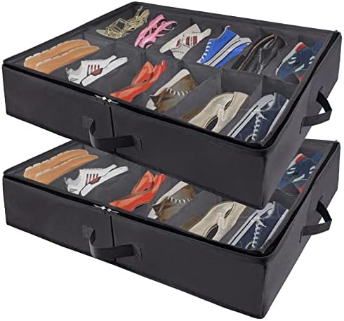 Orlang ispod kreveta set za skladištenje cipela od 2, organizator cipela ispod kreveta odgovara 24 para, skladištenje cipela ispod