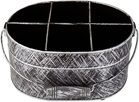 Crna i srebrna metalna Caddy Plain 10,5 x 8 x 5 - Posudani metalni organizator za kuhinjski pult - udobna drvena ručka /unutarnji /vanjski