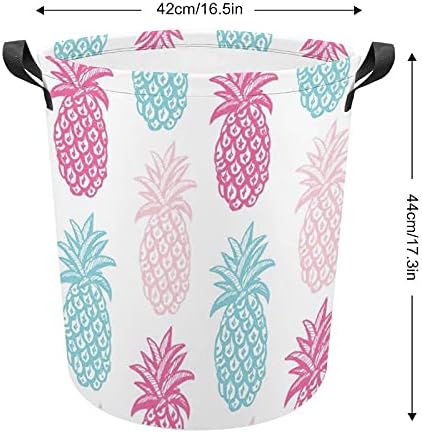Foduoduo košarica za rublje od ananasa ljeto ružičasta i plava rublje rublja s ručkama sa sklonim kolicama za odlaganje prljave odjeće
