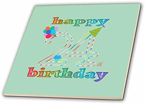3-inčni sretan 24. rođendan cupcake sa svijećom baloni šešir šarene pločice