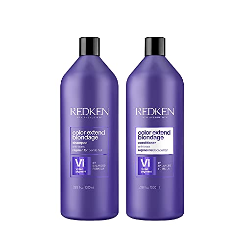 Redken Blondage Boja za odlaganje ljubičastog šampona i balzama za plavušnu kosu | Toner za kosu | Za plavokosu i kosu tretiranu u