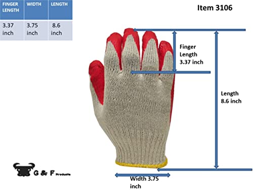 G&F Proizvodi rukavice 3106-300 Ekonomični niz pleteni lateks umočeni palmine rukavice, radne rukavice obložene nitrilom za opću svrhu,