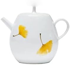 LDCHNH 230ml Bijeli porculanski čajnik s jednim loncem žuti Gingko Art Keramički čajnik s cjedilima kung fu pribor za čajnik