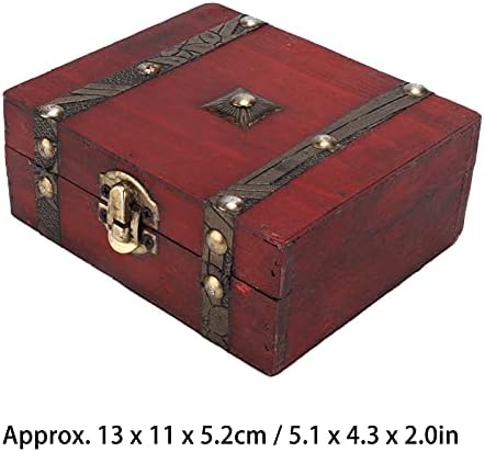 Sanpyl skladišni prtljažnik, retro drvena crvena škrinja s metalnom bravom, poklon za rođendane i godišnjice