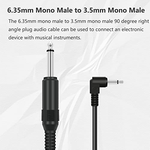 Bolvek 2 pakiranje 3ft 6,35 mm 1/4 Mono mužjak do 3,5 mm 1/8 ts mono mužjak 90 stupnjeva adapter za adapter za adapter