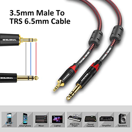 Timeyes TRS 6,5 mm do 3,5 mm stereo audio kabel kabel 2m/6ft, 6,35 mm mužjaka do TRS 3,5 mm muški kabel za priključak, TRS 1/8 '' do
