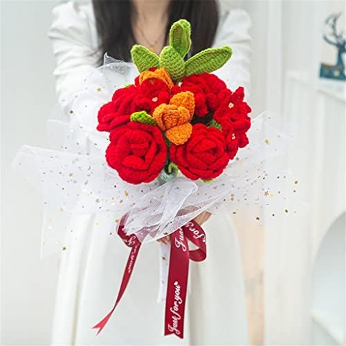 Ručno pletena pređa _ - 188 besmrtni cvijet Crveni buket set materijala za pređu heklani poklon prijedlog dekor ukras