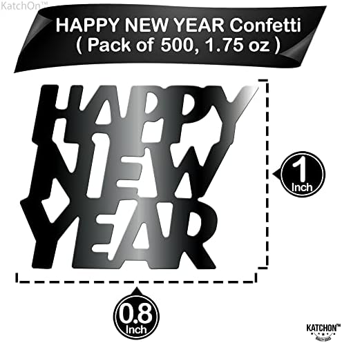 XTRALARGE SRETNA NOVO GODINSKI BANNER | Novogodišnja rekviziti za foto kabine | Crni, sretni novogodišnji konfeti | Sretne nove godine