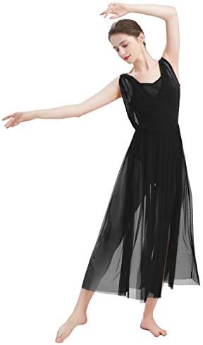 Suvremena plesna haljina za žene lirički plesni haljina od tula čista balska haljina šifon flowy split swing haljina