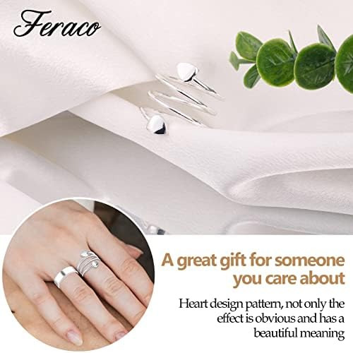 FERACO 2 PCS bakreni magnetski prstenovi za žene, 99,99% čisti bakreni magnetski prsten palca, podesivi prstiju s poklon kutijom, pokloni