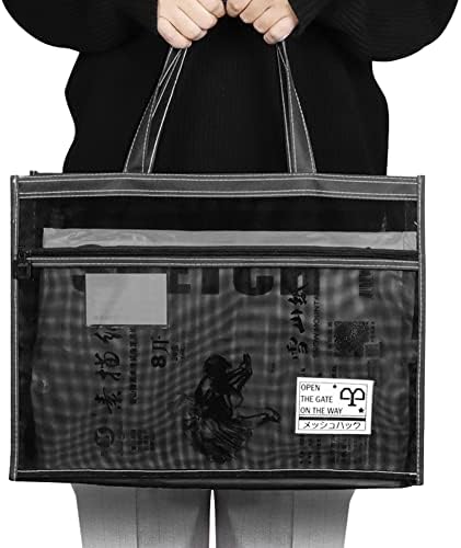 A3 Mesh Art Portfolio torba s ručicom i držačem za patentne zatvarače za umjetnička djela prijenosna bistra umjetnička skladišta organizator