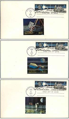 Naslovnica pošte lećasti Butan desetljeće prvog dana Sjedinjenih Država u svemiru Naslovnica - Vintage omotnice NASA-e iz 1971. godine