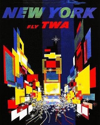 1957. New York - Fly TWA putopis oglašavajući plakat
