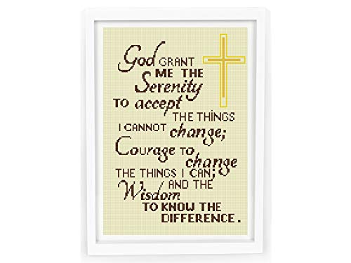 Cross Stitch uzorak PDF, Serenity molitveni dizajn uboda, religiozni katolički brojeni lagani subverzivni cross ubodni grafikon za