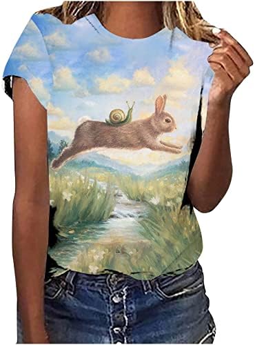 Ženske vrhove uskrsne košulje 2023 Slatke košulje uskršnjih zeko kratki rukav 3d print ljeto labave majice bluze