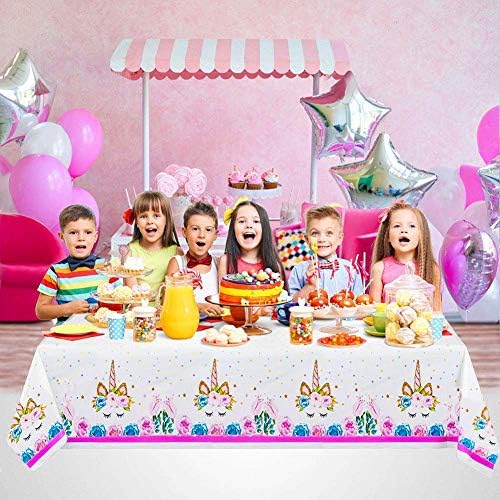 Yarrkc 5 pakiranje jednorog sretni rođendanski stol naslovnica plastični jednorog tematska zabava stolnjaka za zabavu za djevojčice