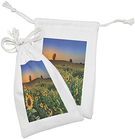 Ambsonne Suncokret Tkanina za torbicu od 2, ljetna tematska digitalno generirana fotografija cvijeta podnesena na Sunset Vid Sky, mala