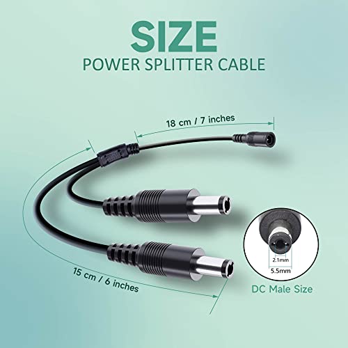 Oxzeewee 2 pakiranje 1 do 2 načina DC kabela za razdjelnik napajanja, 1 ženki do 2 mužjaka DC crna snaga izlaz Y adapter kabel kabela