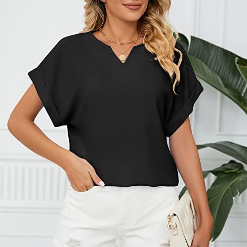 Ženske v vratne šifonske bluze prevelike majice labave majice s kratkim rukavima.
