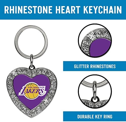 Rico Industries NBA Houston raketi karbonske vlakna Bling Heart Ključni lanac Rhinestone Heart Keychain