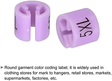 MECCANIXITY Odjeća za vješalice Oznaka 5xl Oznaka veličine Fit 3,5 mm štap ljubičasta za odjeću za odjeću kodiranje boje, pakiranje