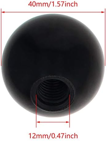 Bettomshin termoset kuglani gumb m12 ženski navoj Bakelite ručka 40 mm/1,57 ”promjera sferne ručice glatka naplatka crna crna za kosilice