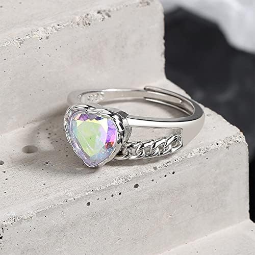 Vjenčani prstenovi za žene sa sintetičkim cirkonom u obliku srca prilagođeni prsten za lanac Ženski podesivi prsten Nakit