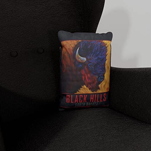 Black Hills South Dakota Lone Bill Bison platno bacaju jastuk za kauč ili kauč kod kuće i ureda od naftne slike umjetnika Kari Lehr