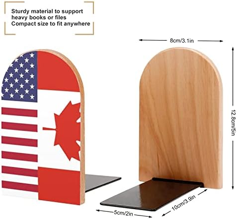 Neklizajući drveni držači za knjige sa zastavama Kanade i SAD-a teški čep za knjige za ukrasne police