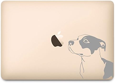 Srebrni pitbull pasmina psa koji njuškaju naljepnicu za jabuku za 12 laptop