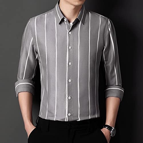 XXBR muške prugaste košulje dugi rukavi Korejski stil Slim Fit Business Business Casual Shirt Gumb Down okretni ovratnik Radni vrhovi