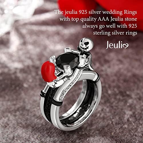 Julia me zagrli Čarolija ljubavi lubanja par okruglog kroja prsten od srebra za žene Supruga Djevojka zaruke godišnjica vjenčanja Božić