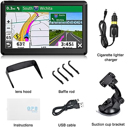 GPS navigacija za automobil, najnovija karta 2023. 7 inča zaslona osjetljivih na dodir GPS 256-8 GB, Voices Obrtanje smjernice, brzina