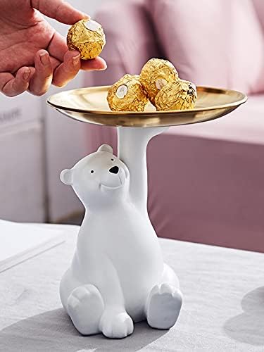 Qligha Pearlead Ren Polarni medvjed Skulptura s metalnim ladicama Ukras za životinjsku figuricu za jelo za bombone Keys za ukras hotela