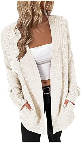 Žene 2022 Zimska modna mekana džemper od kokica Kardigans labavi klasični ugodni pleteni vanjski kaputi s džepovima