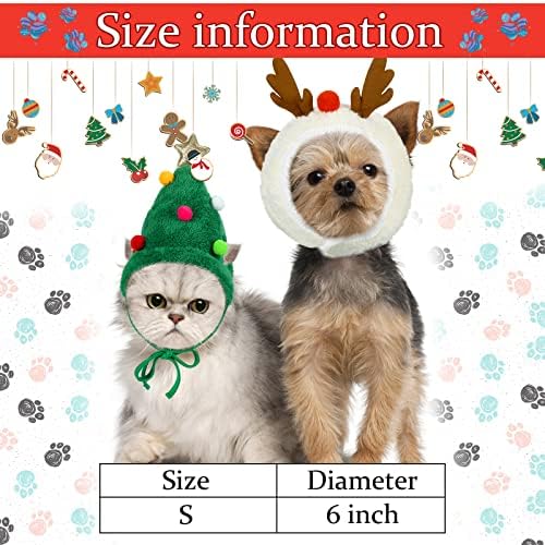 Xuniea zeleni dedad pas šešir roga psa kostim božićni šešir za mačke jezgare štene pseće kapu podesivo božićno drvce šešir elk rogovi