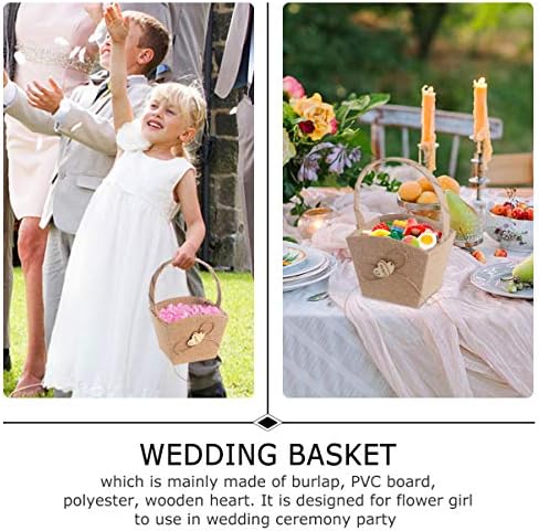 Bijela cvjetna košara za djevojčice od burlapa, vjenčana cvjetna košara s mašnom, košara za pohranu latica s ručkom, Romantični vjenčani