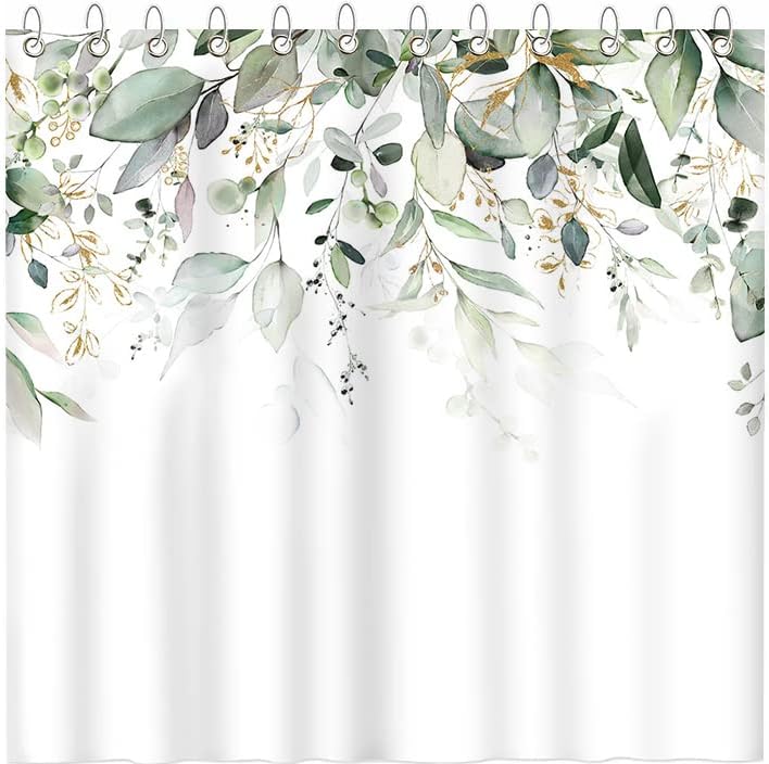 Mocsicka eukaliptus listovi zavjesa za tuširanje zelena zlatna lišća biljke zavjese za tuširanje dekor za kupatila kupaonica zavjesa