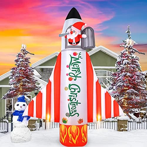 8ft božićni ukrasi na napuhavanje, puhajte napuhavanje Djeda Mraza na raketu za rublje decro, osvijetljeni napuhani tempo uređenje