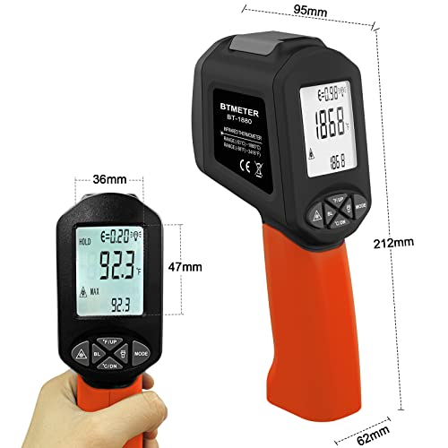 Industrijski laserski termometar-pištolj, infracrveni mjerač temperature BTMETER 50:1 s podesivim faktorom zračenja za mjerenje visoke