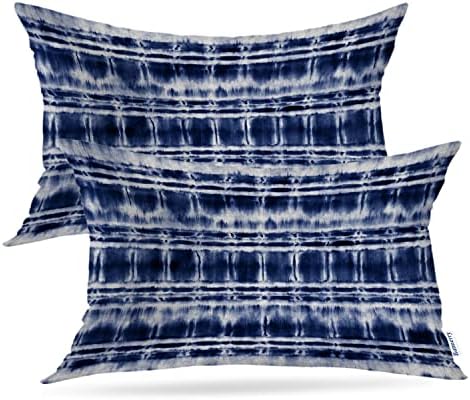 Batmerry Indigo mornarsko plavi ukrasni jastučni poklopci, plavi shibori apstraktna boja boja prugaste mornarice Indigo dvostrani jastučni