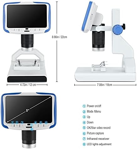 MMLLZEL 200X Digitalni mikroskop 5 '' Zaslon zaslona Video Mikroskop Elektronski mikroskop Prisutni znanstveni biološki alat