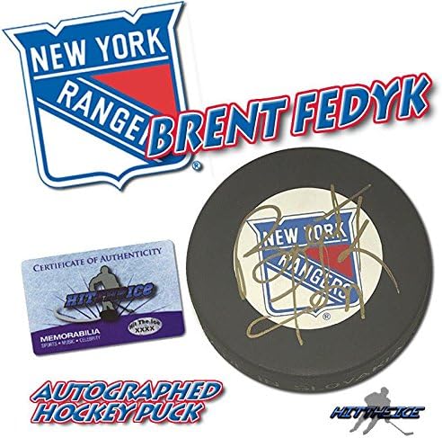 Brent Fedick postigao je pak s potpisom njujorškog Rangersa pak u stilu Trench s pakovima NHL-a s potpisom mn