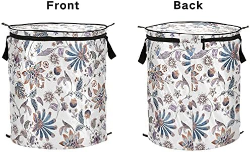 Cvjetni cvjetovi bijeli pop up up rublje rublje s poklopcem sklopiva košarica za odlaganje srušena vrećica za pranje rublja za kampiranje