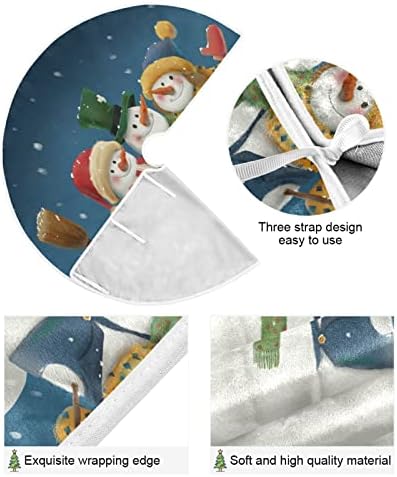 Oarencol Tri nasmiješena snjegovića božićno drvce suknja 36 inča božićna zima snježna noć božićni blagdanski prostirka ukrasa